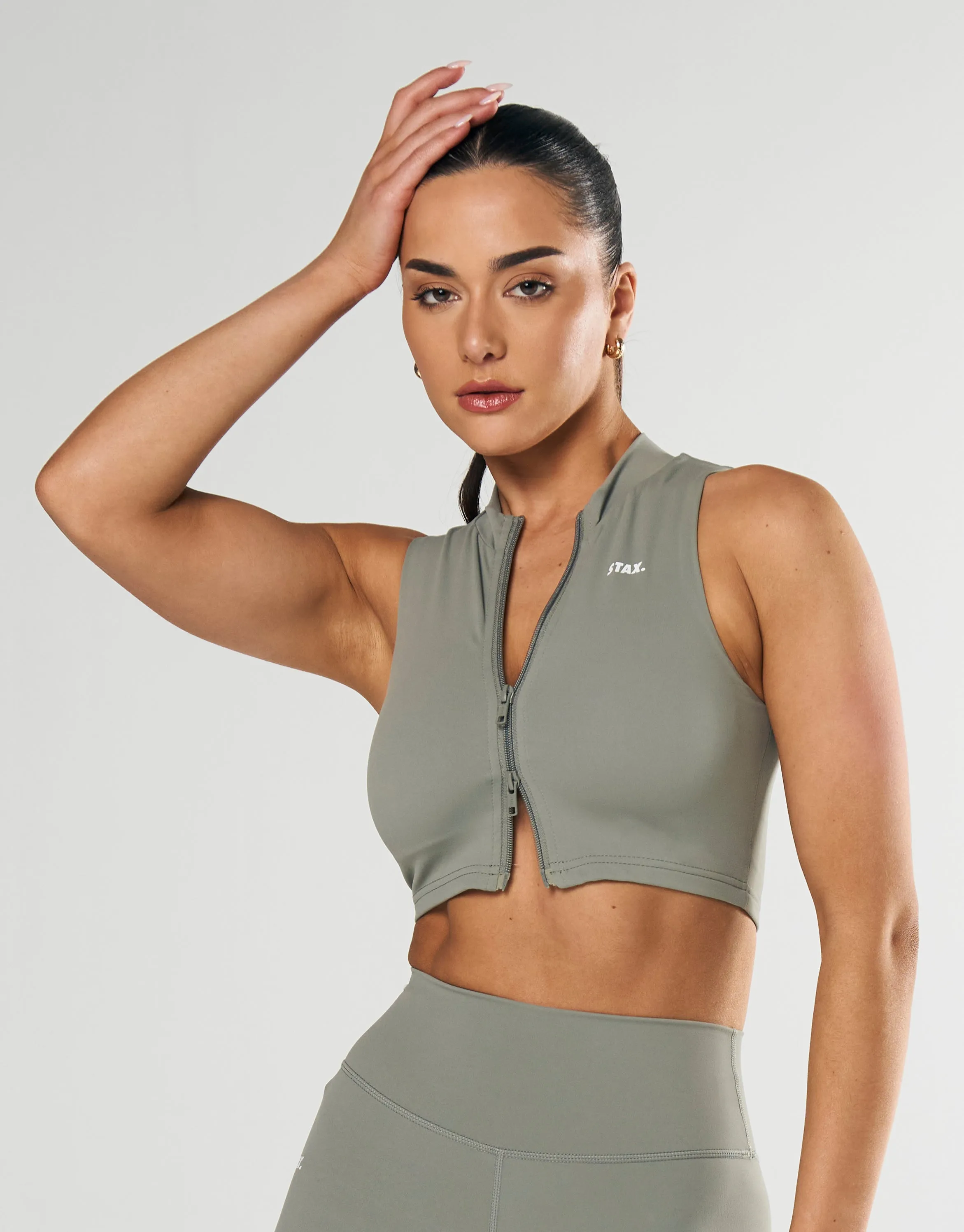 Base Sleeveless Zip Tank NANDEX ™ - Sage