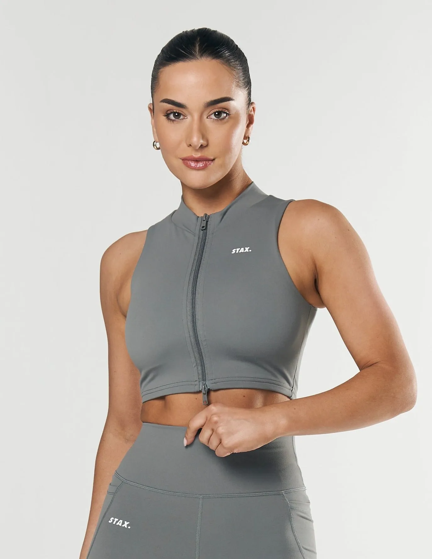 Base Sleeveless Zip Tank NANDEX ™ - Thyme