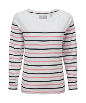 Beauport Top - White/Navy/Flamingo Stripe