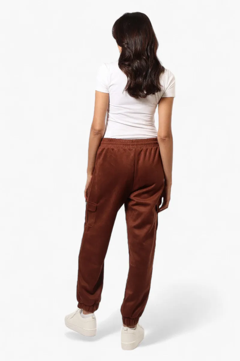 Beechers Brook Tie Waist Suede Cargo Jogger Pants - Brown