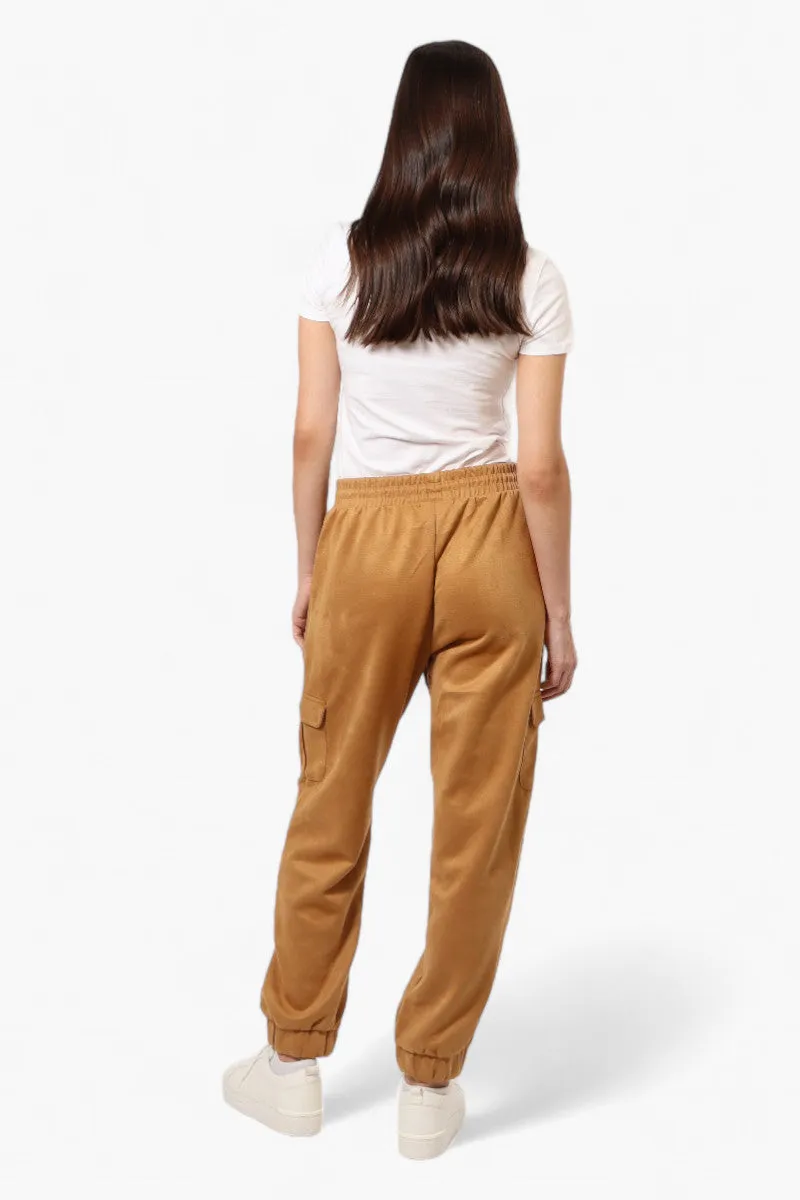 Beechers Brook Tie Waist Suede Cargo Jogger Pants - Caramel