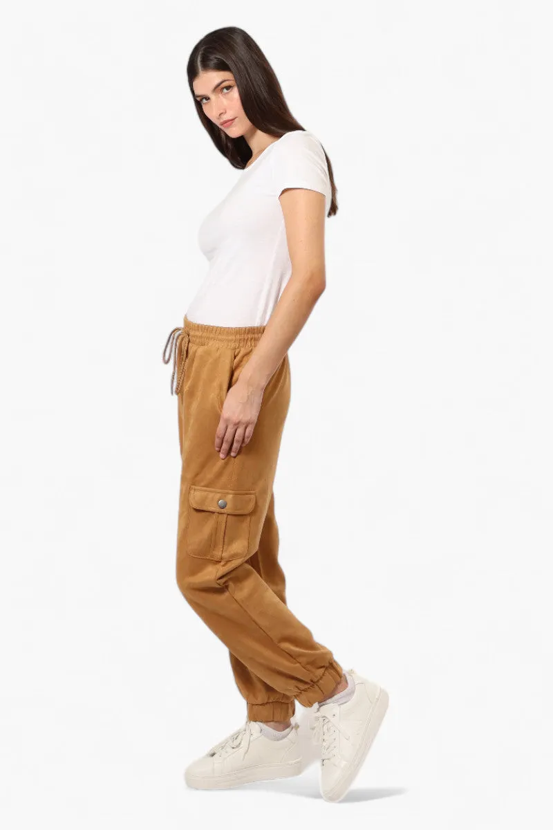 Beechers Brook Tie Waist Suede Cargo Jogger Pants - Caramel