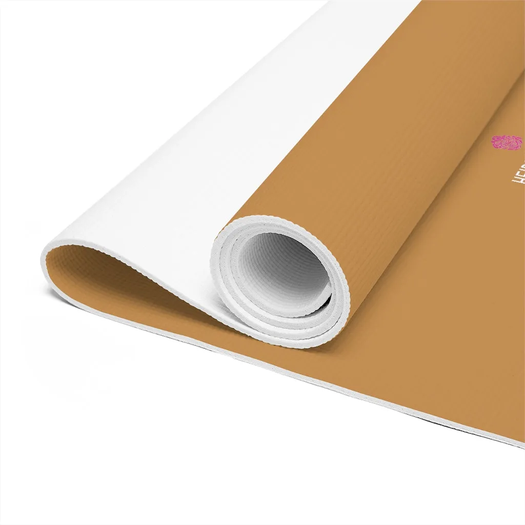 Beige Foam Yoga Mat, Solid Brown Beige Color Best Lightweight 0.25" thick Mat - Printed in USA (Size: 24″x72")