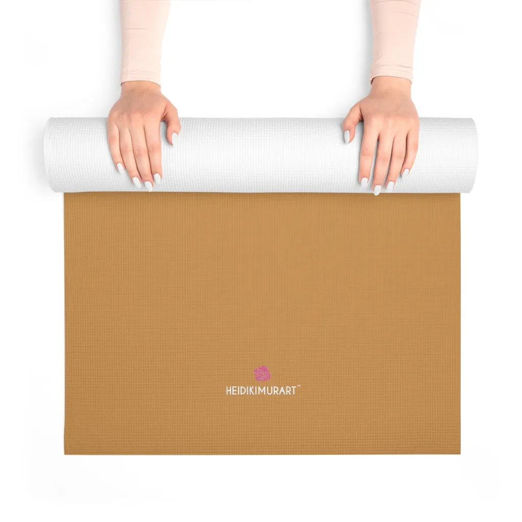 Beige Foam Yoga Mat, Solid Brown Beige Color Best Lightweight 0.25" thick Mat - Printed in USA (Size: 24″x72")