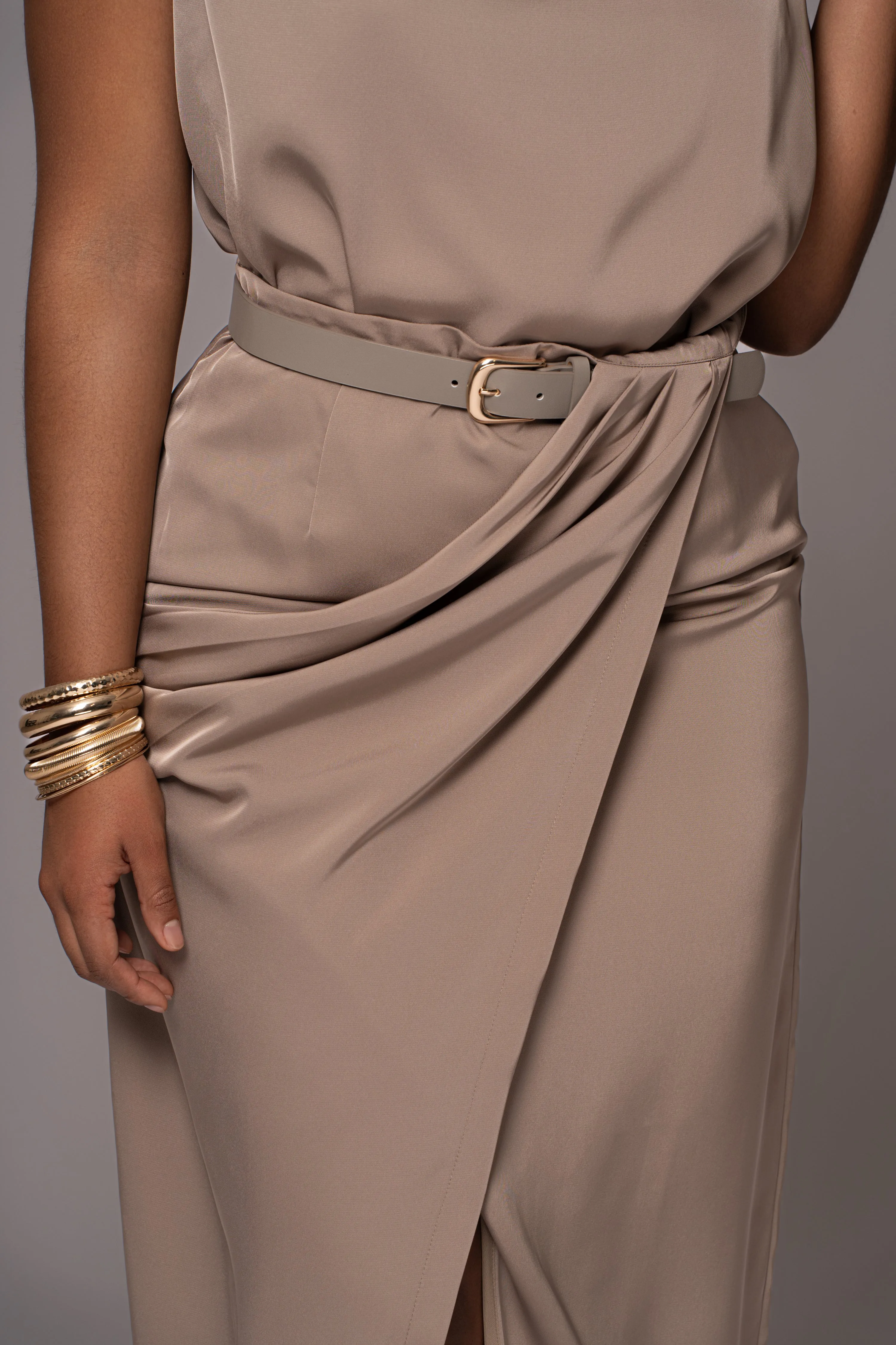 Beige Jamila Drape Skirt