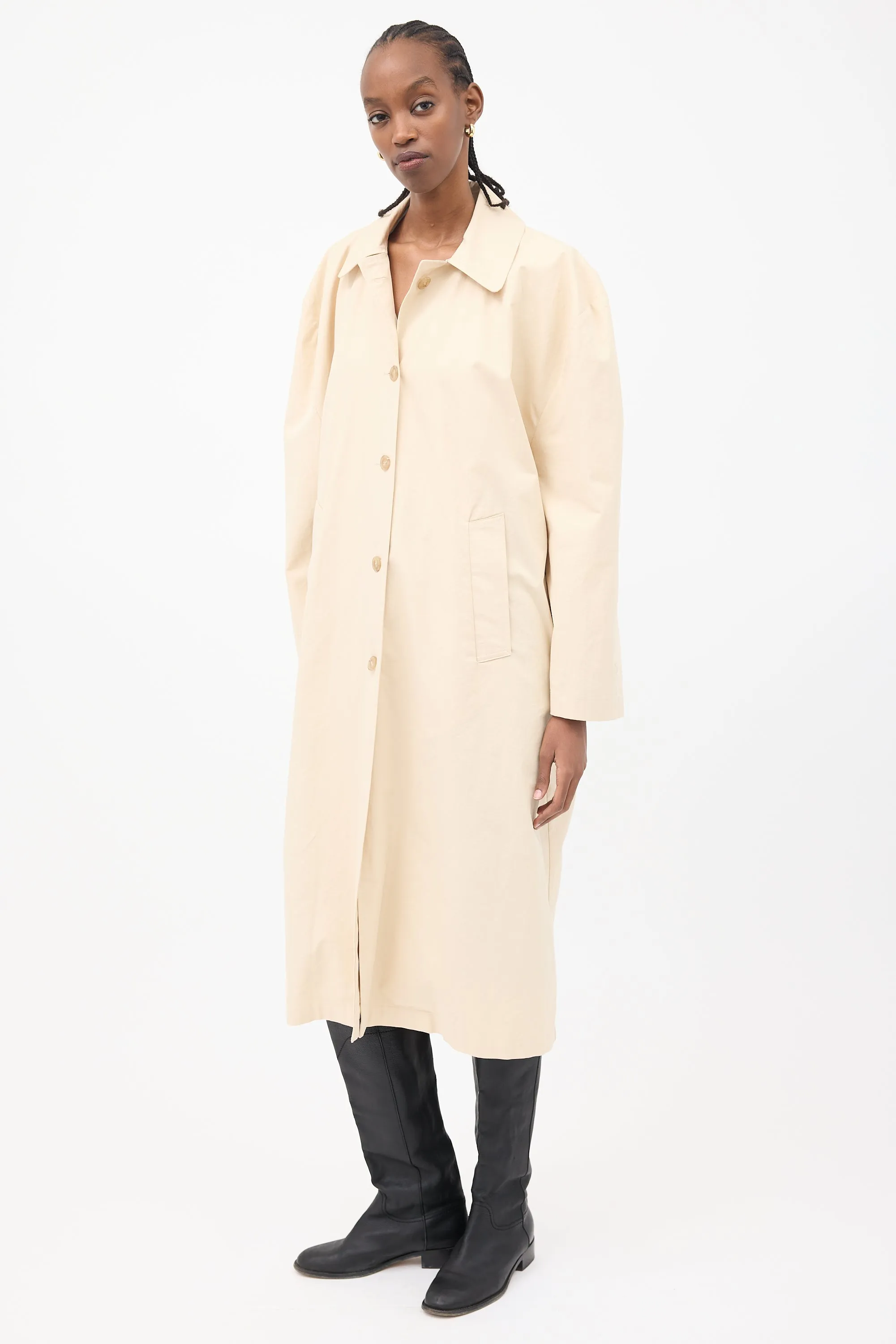 Beige Oversized Trench Coat