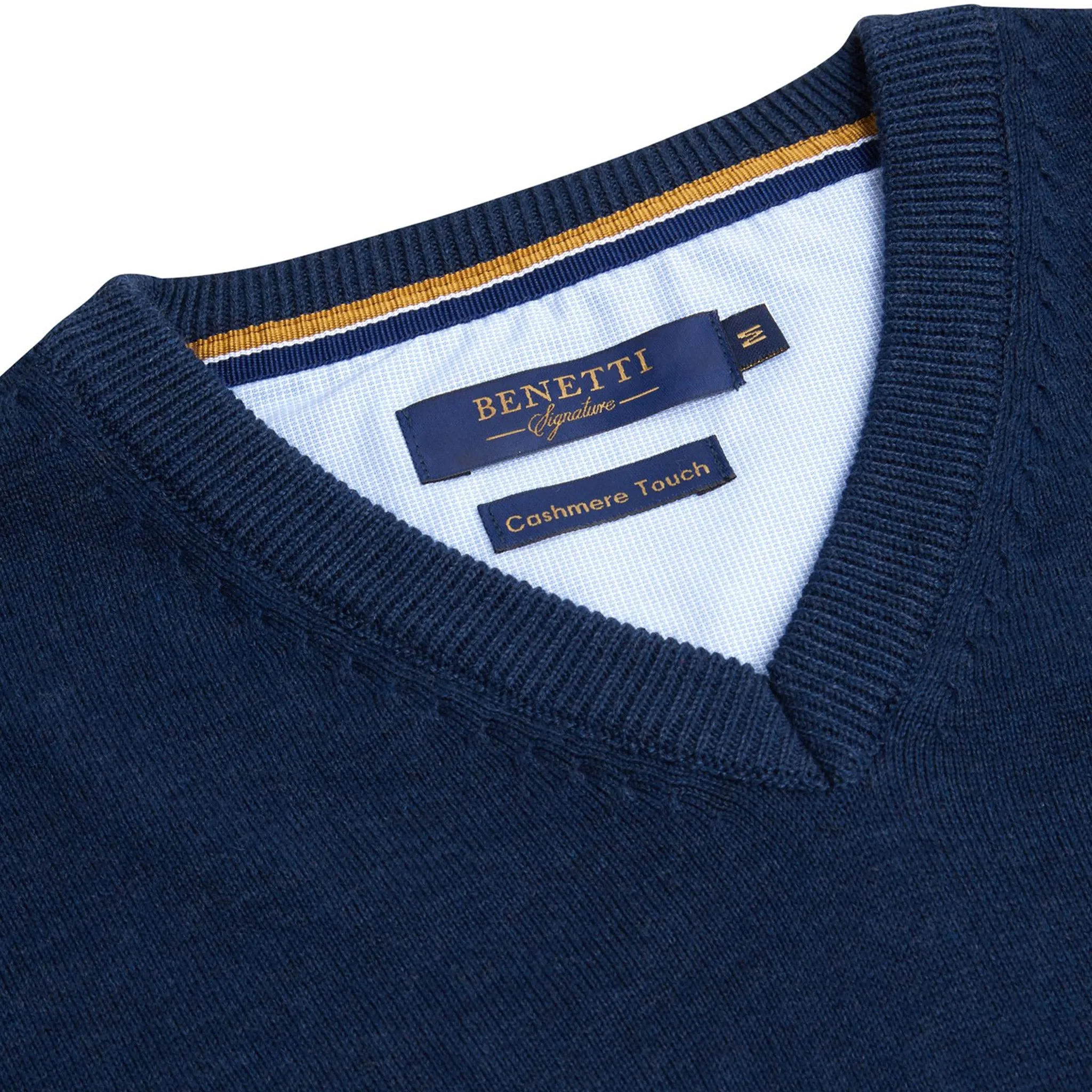 Benetti 100% Cotton V-Neck Knit - Indigo