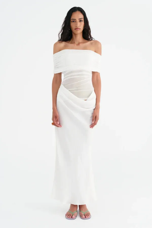 Benni Nico Off Shoulder Maxi Dress - White