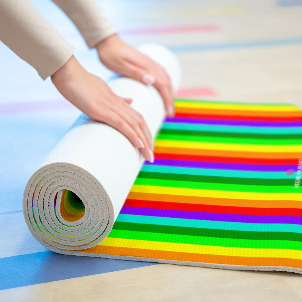 Best Rainbow Foam Yoga Mat, Colorful Gay Pride Lightweight 0.25" thick Mat - Printed in USA (Size: 24″x72")