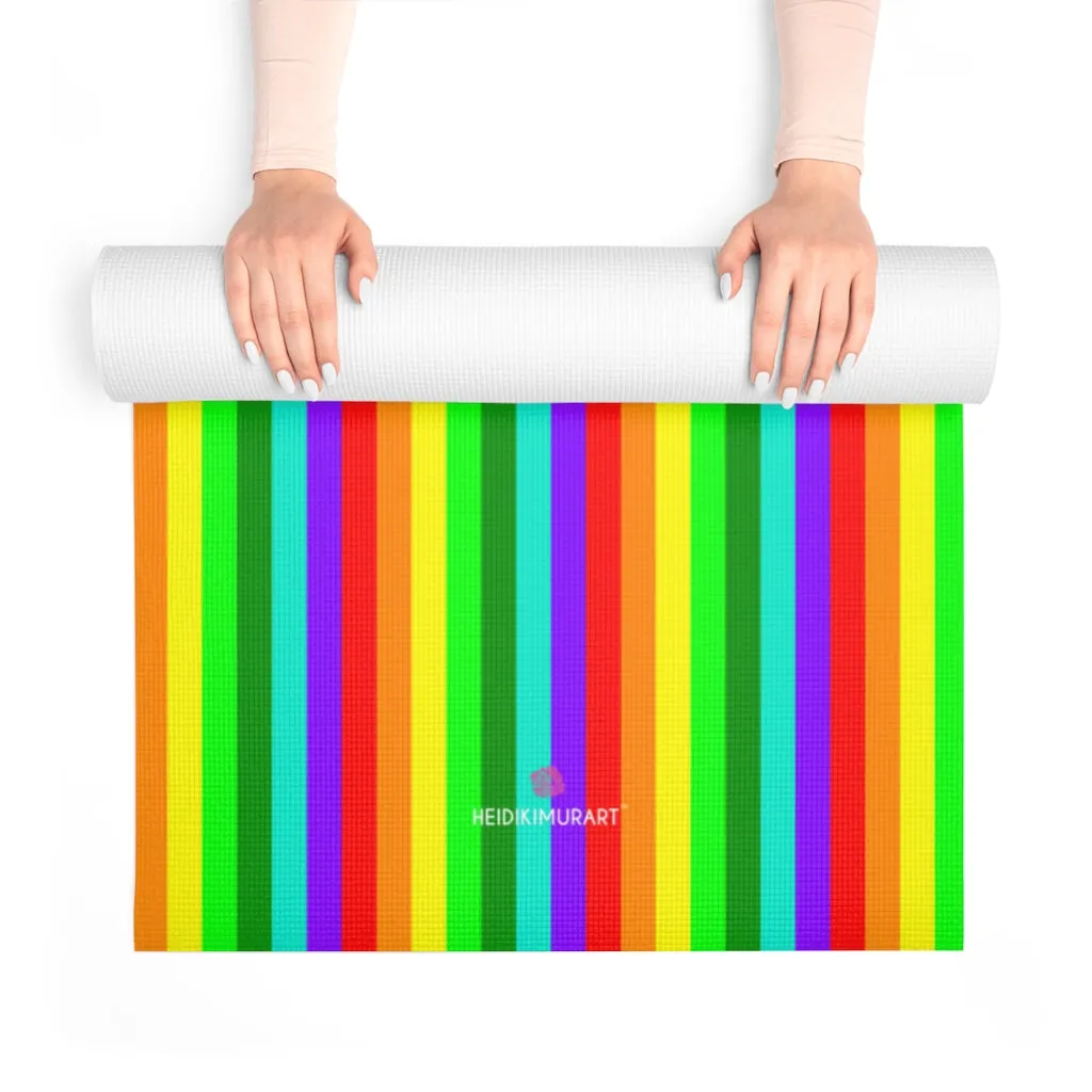 Best Rainbow Foam Yoga Mat, Colorful Gay Pride Lightweight 0.25" thick Mat - Printed in USA (Size: 24″x72")