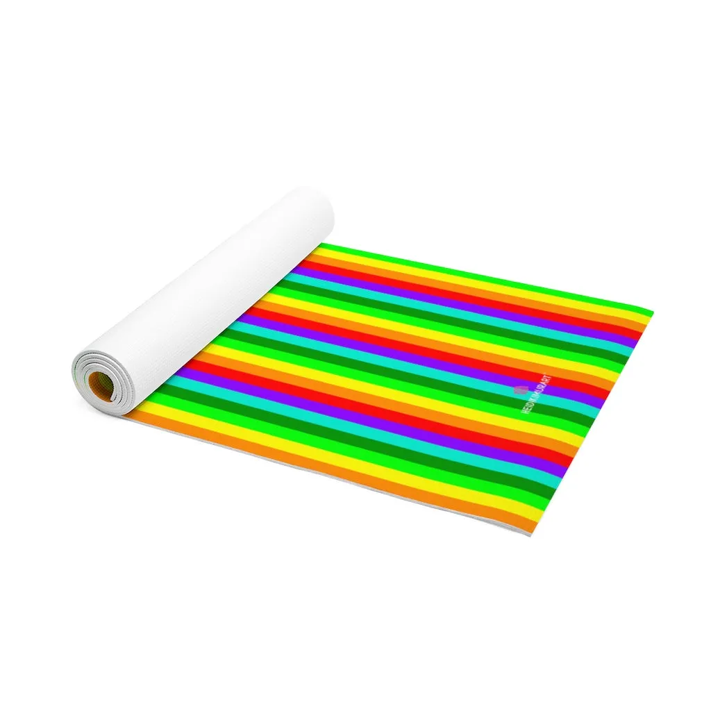 Best Rainbow Foam Yoga Mat, Colorful Gay Pride Lightweight 0.25" thick Mat - Printed in USA (Size: 24″x72")