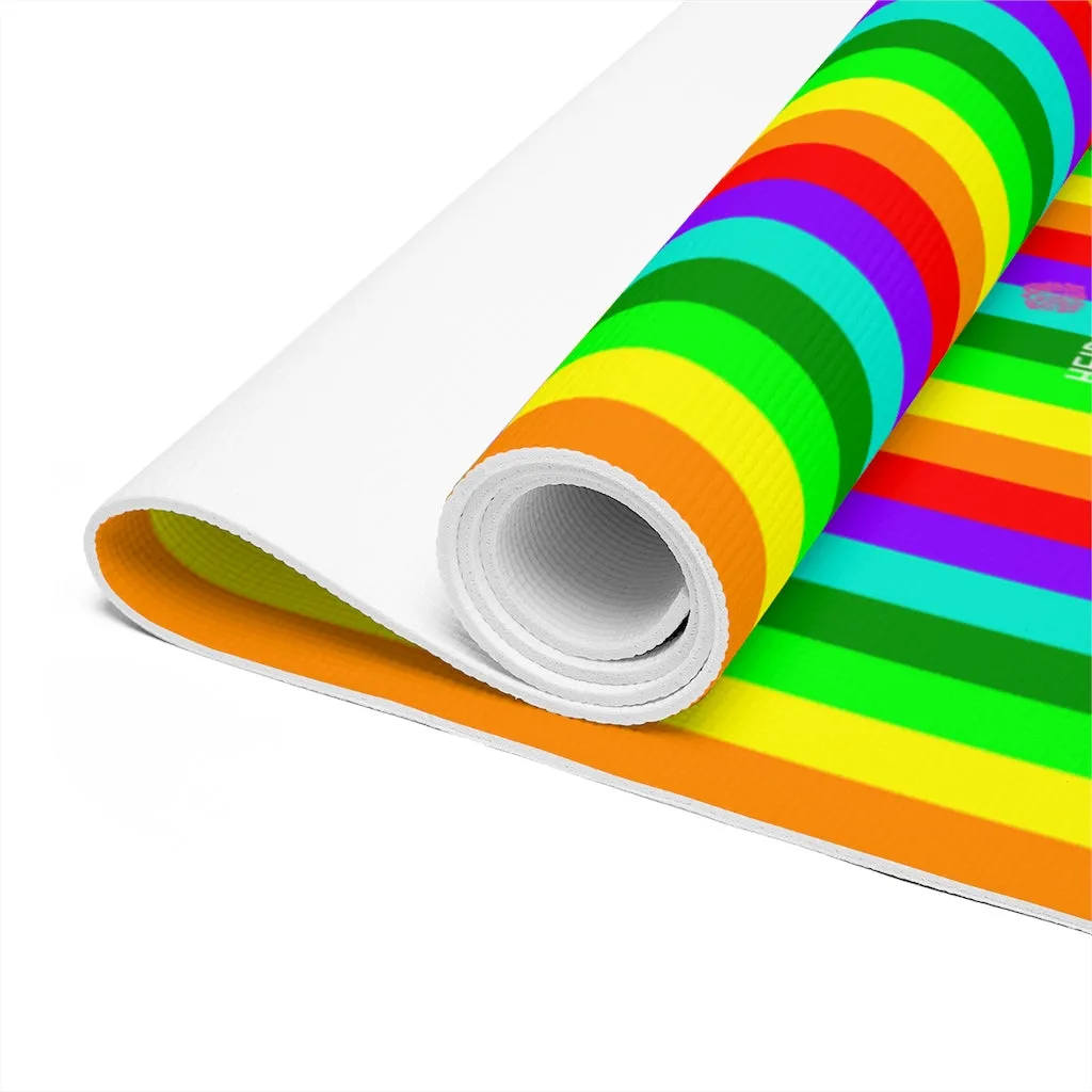 Best Rainbow Foam Yoga Mat, Colorful Gay Pride Lightweight 0.25" thick Mat - Printed in USA (Size: 24″x72")