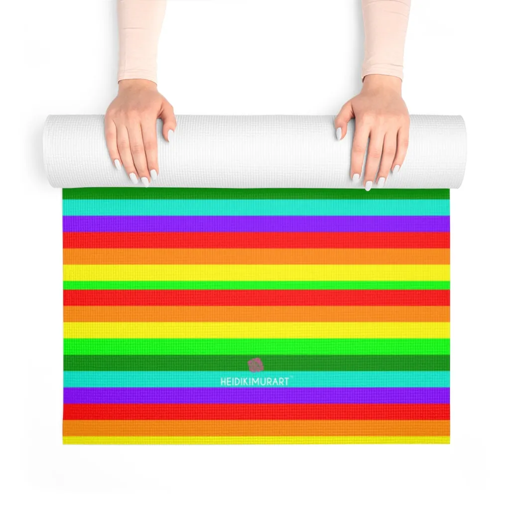 Best Rainbows Foam Yoga Mat, Colorful Gay Friendly Best Lightweight 0.25" thick Mat - Printed in USA (Size: 24″x72")