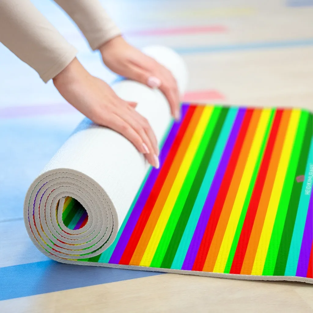 Best Rainbows Foam Yoga Mat, Colorful Gay Friendly Best Lightweight 0.25" thick Mat - Printed in USA (Size: 24″x72")