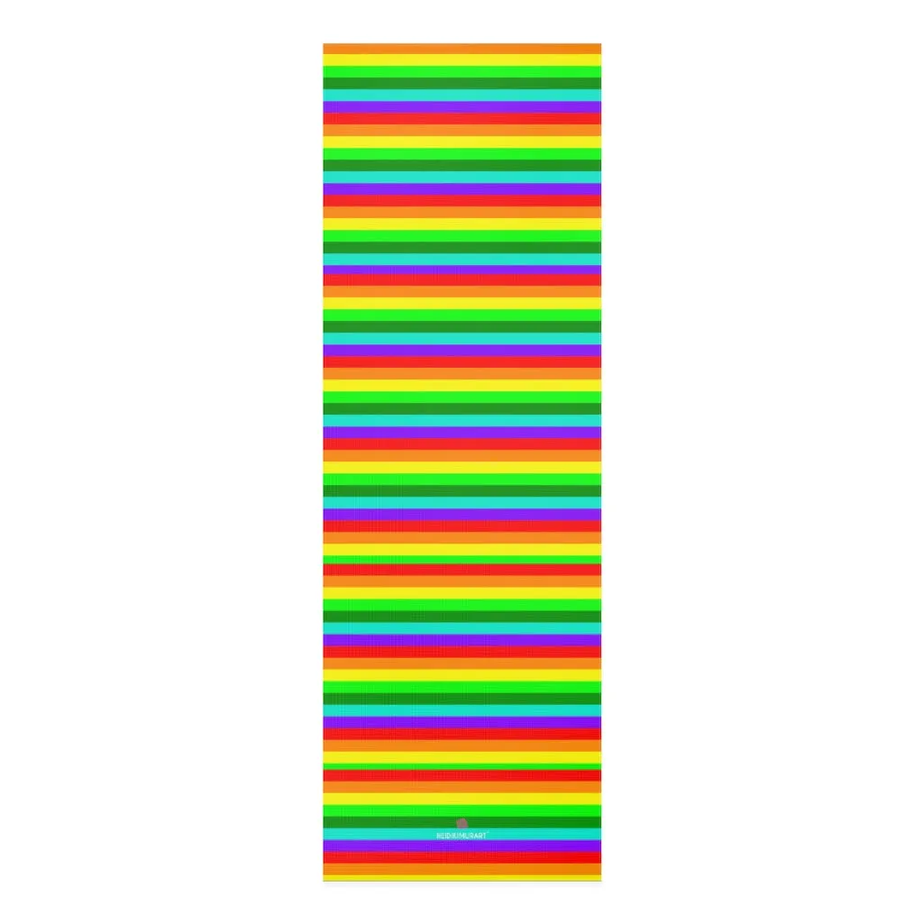 Best Rainbows Foam Yoga Mat, Colorful Gay Friendly Best Lightweight 0.25" thick Mat - Printed in USA (Size: 24″x72")