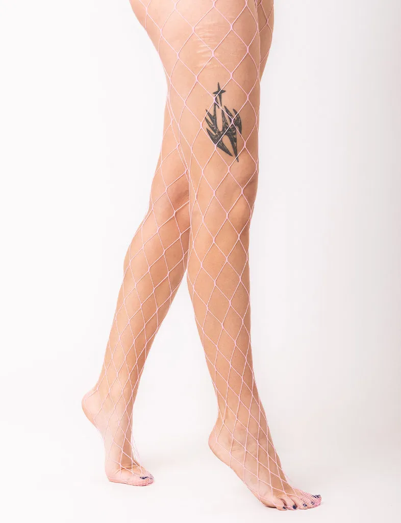 BIG MESH FISHNET STOCKING - BABY PINK