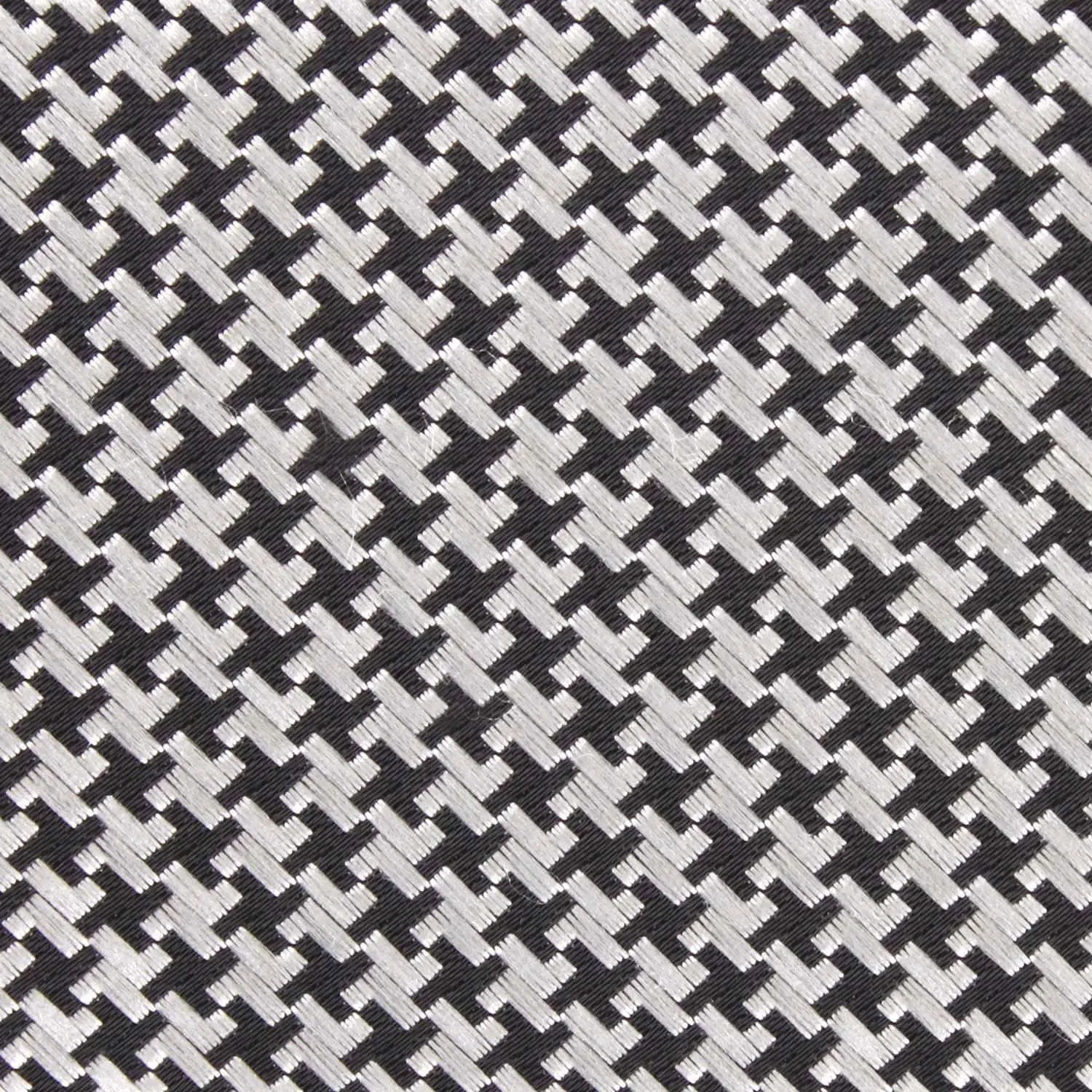 Black & Silver Houndstooth Pattern Skinny Tie