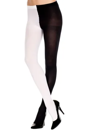 Black & White Opaque Jester Pantyhose