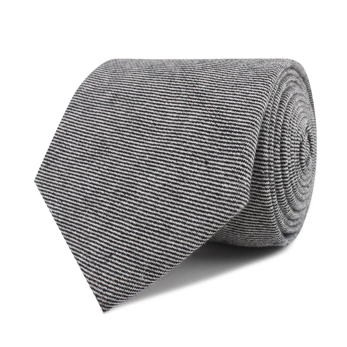 Black & White Twill Stripe Linen Necktie