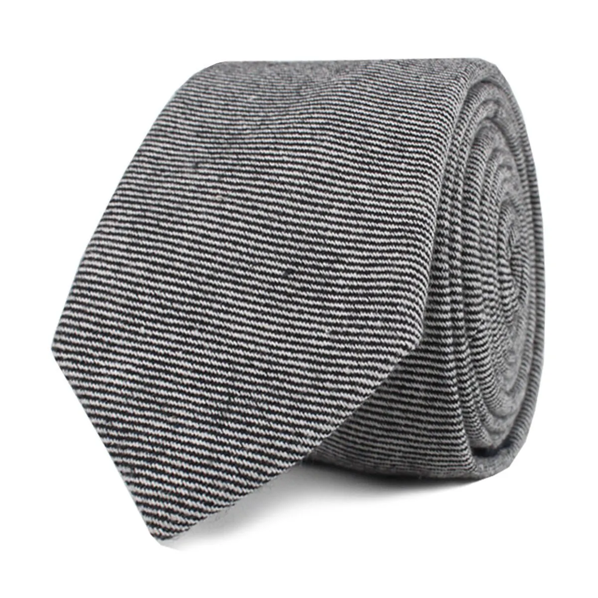 Black & White Twill Stripe Linen Skinny Tie