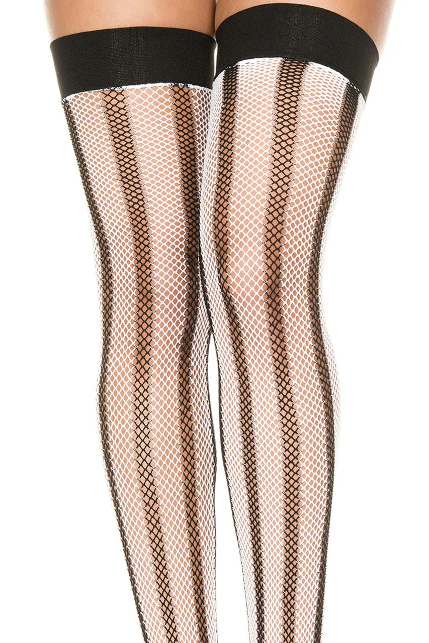 Black and White Fishnet Thigh Highs