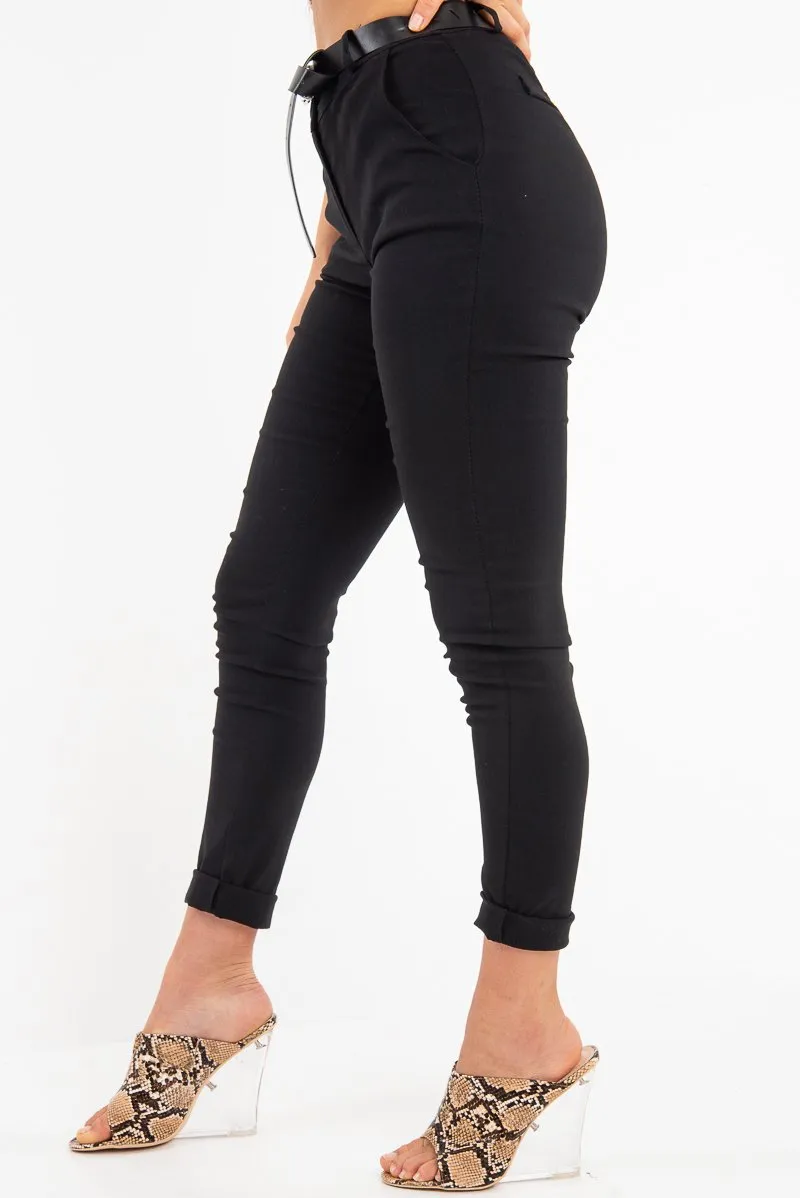 Black Belted Tapered Trousers - Kierra