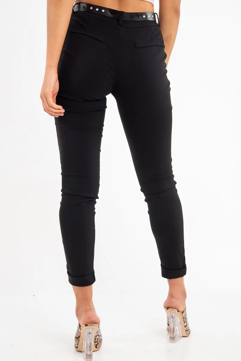 Black Belted Tapered Trousers - Kierra