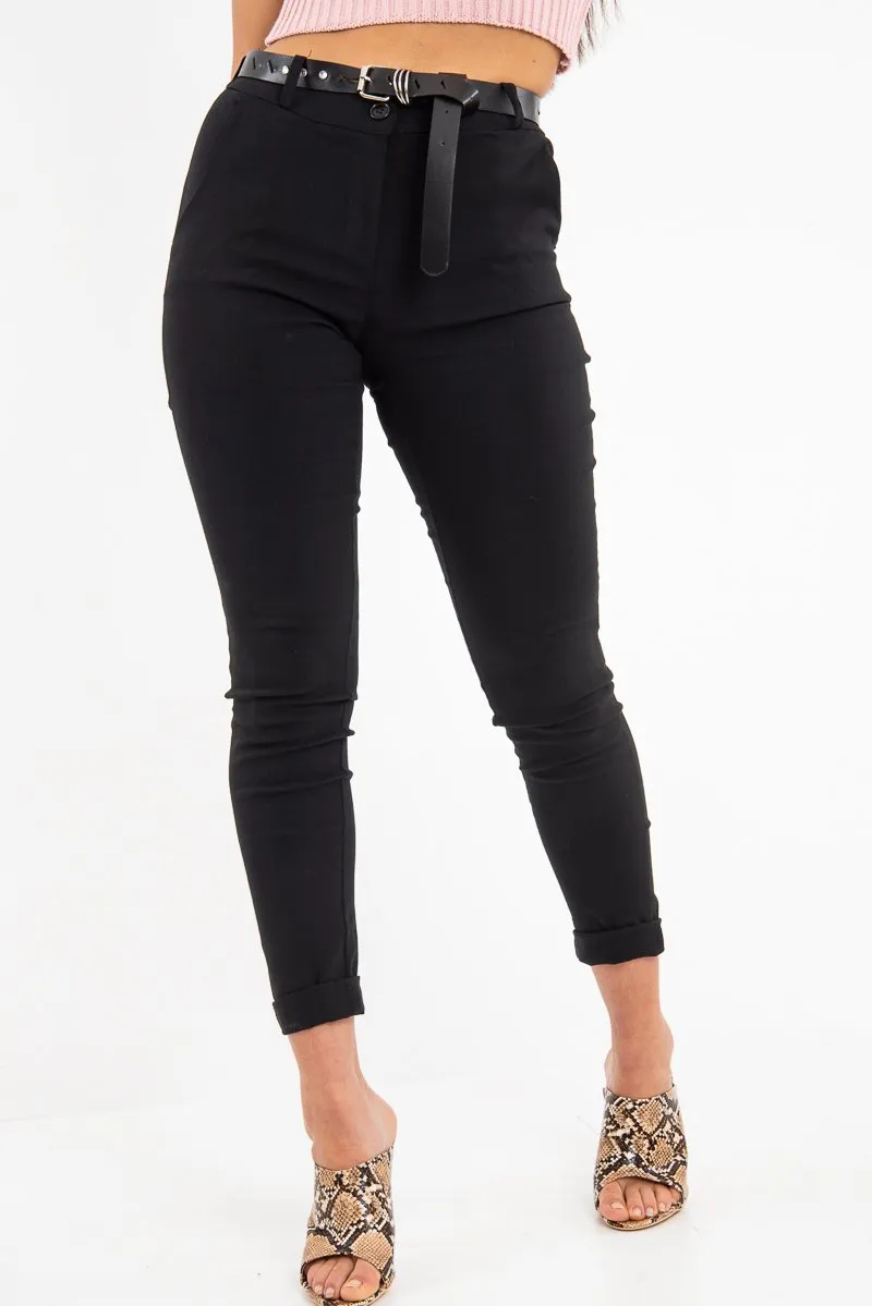 Black Belted Tapered Trousers - Kierra