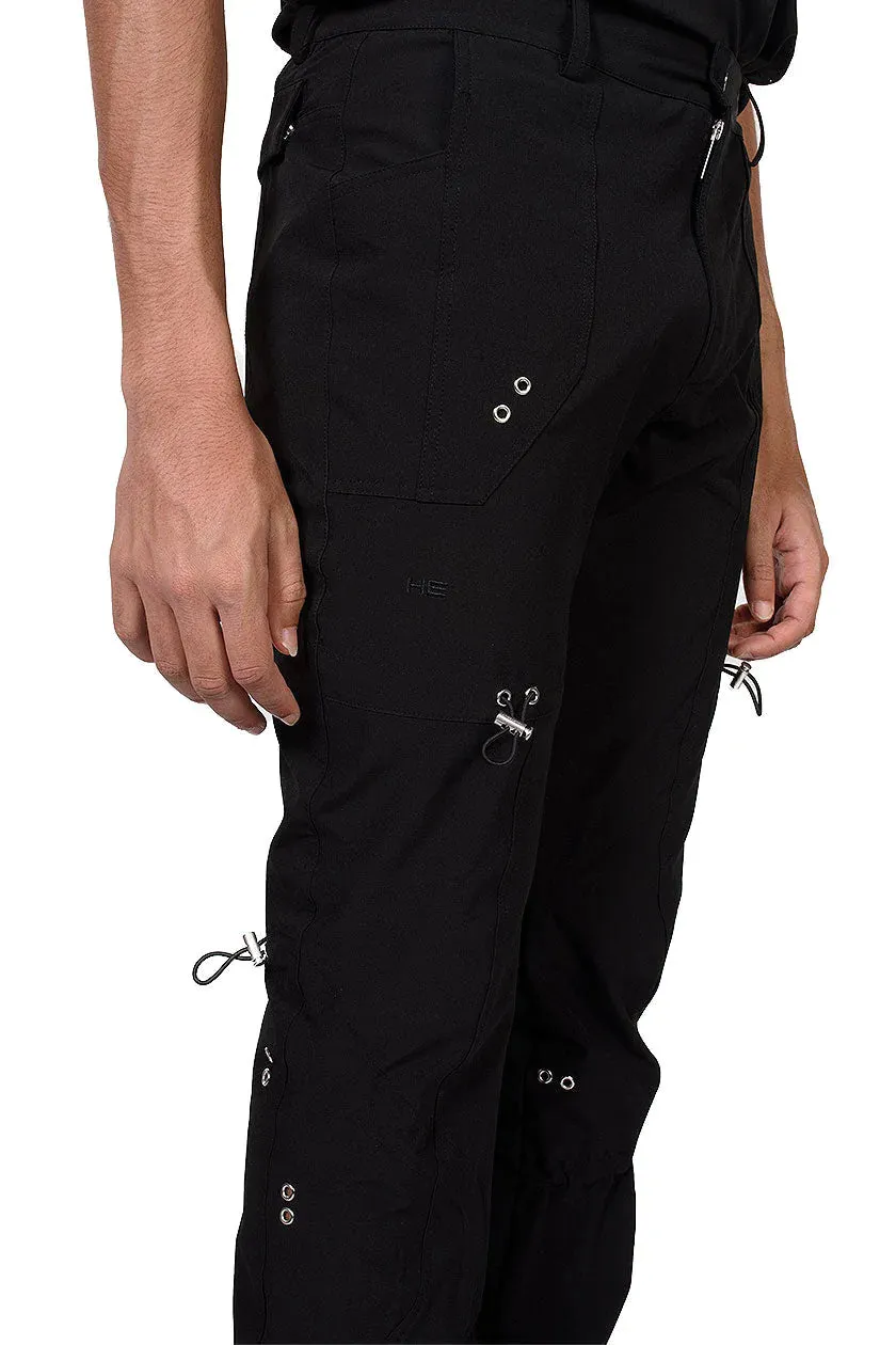 Black Drawstring Cargo Trousers