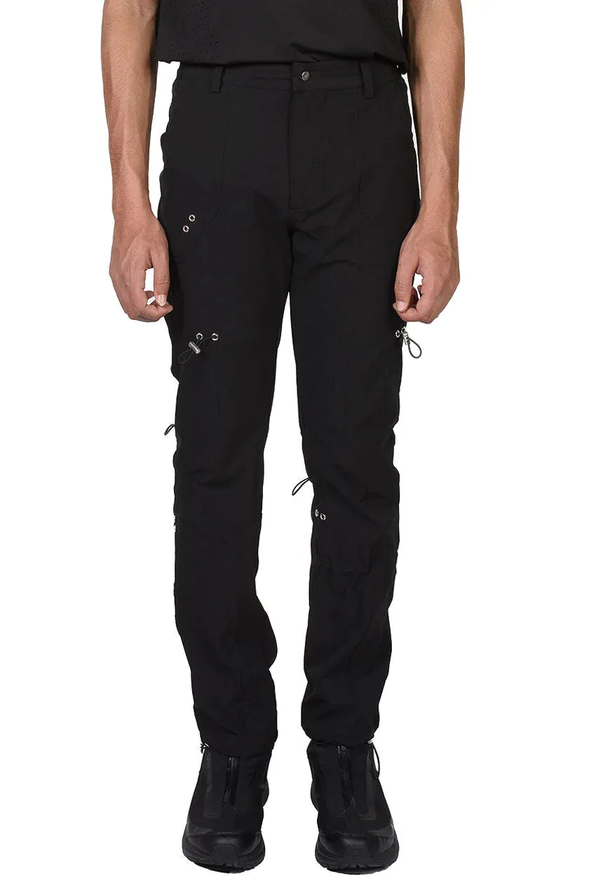 Black Drawstring Cargo Trousers