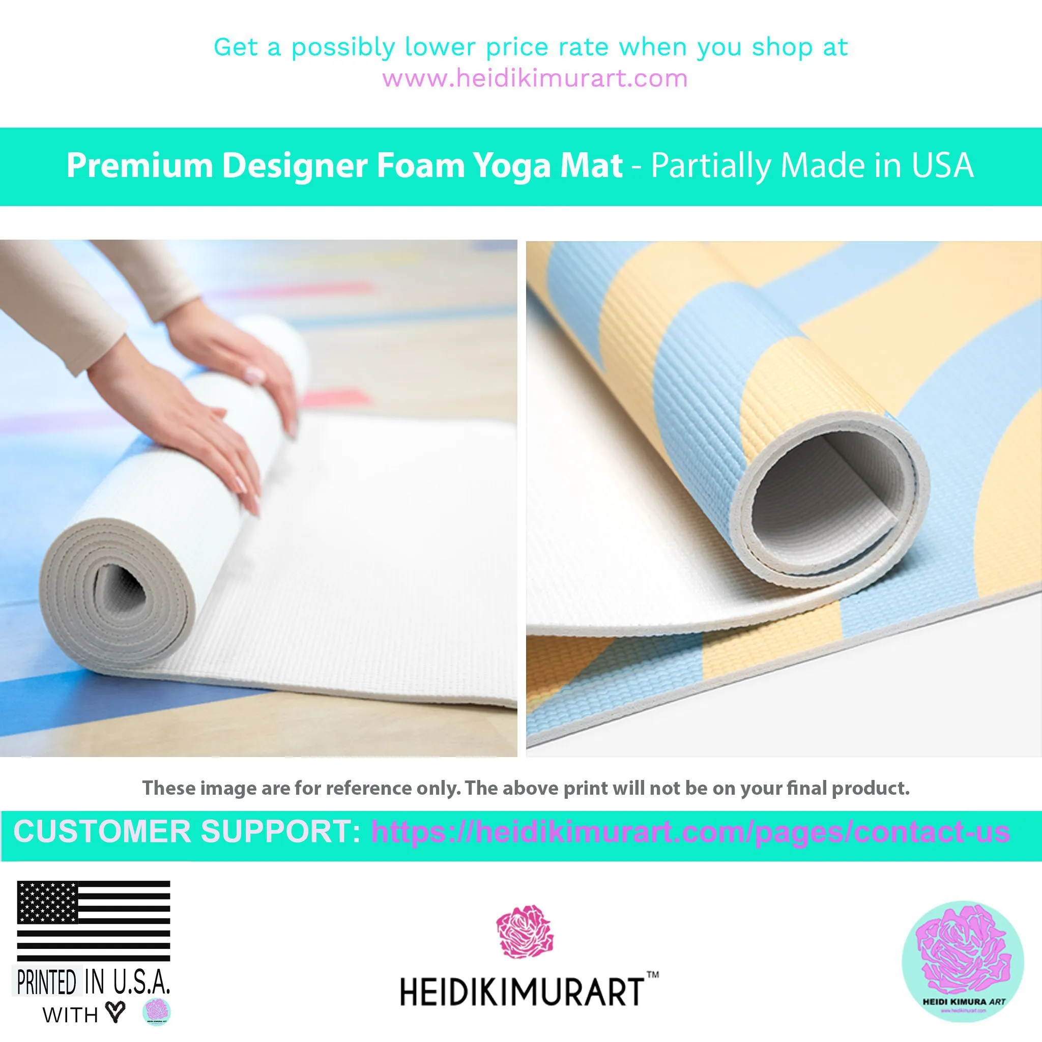 Black Hearts Foam Yoga Mat, Hearts Pattern Best Lightweight 0.25" thick Mat - Printed in USA (Size: 24″x72")