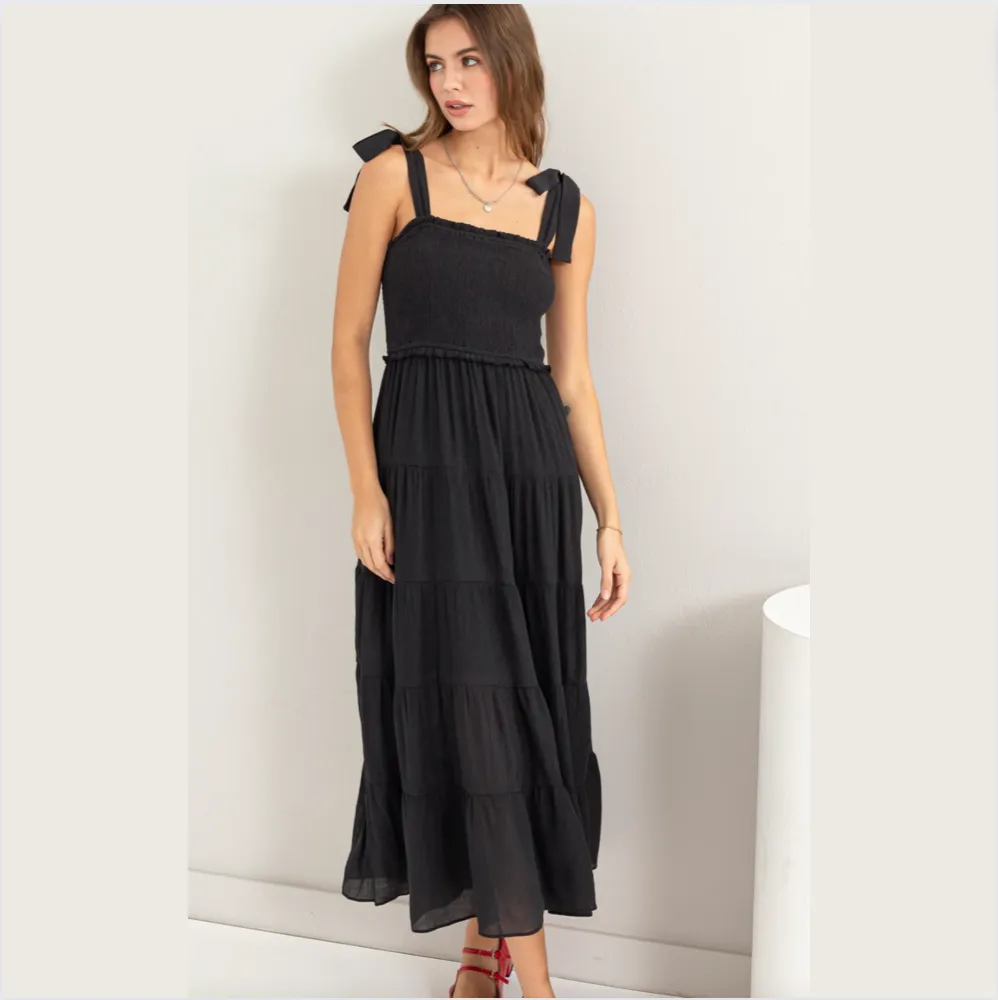 Black Ruffle Maxi Dress