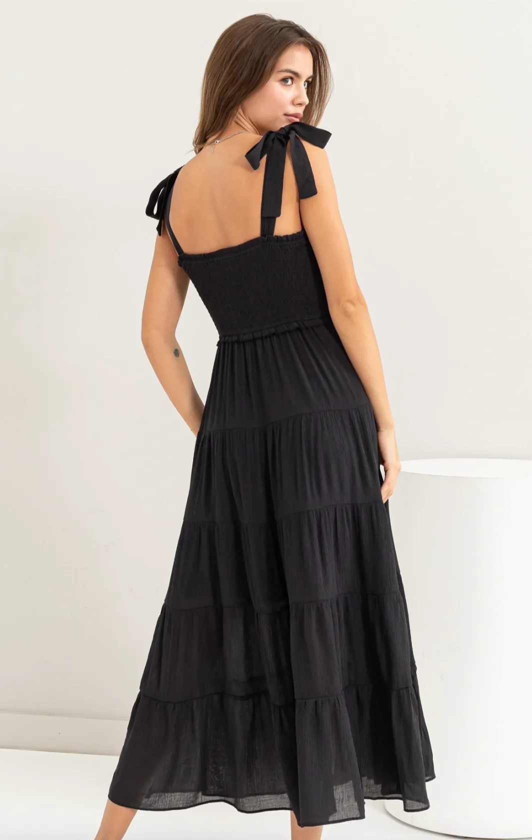 Black Ruffle Maxi Dress