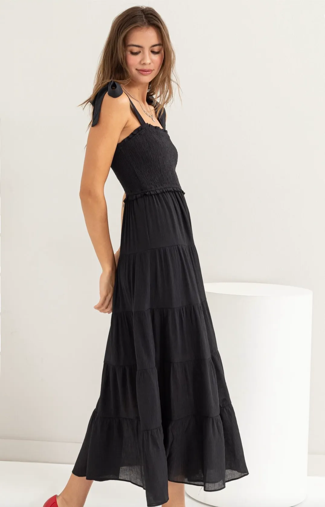 Black Ruffle Maxi Dress