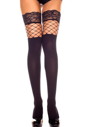 Black Spandex Thigh High &amp; Fishnets