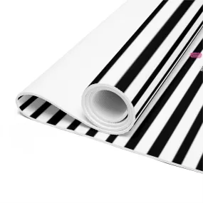 Black Striped Foam Yoga Mat, White and Black Best Lightweight 0.25" thick Mat - Printed in USA (Size: 24″x72")