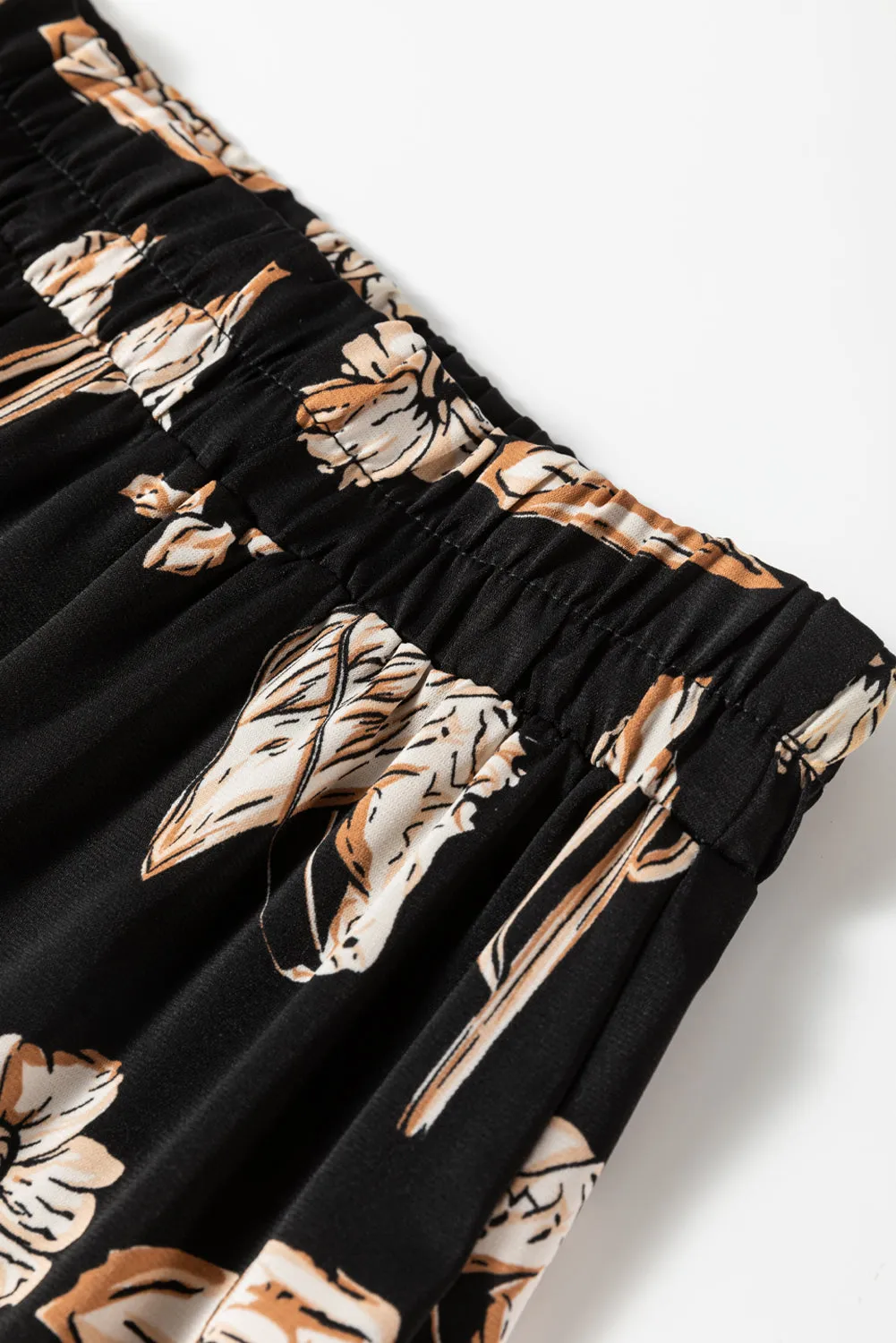 Black Western Print Tiered Ruffled High Waist Maxi Skirt