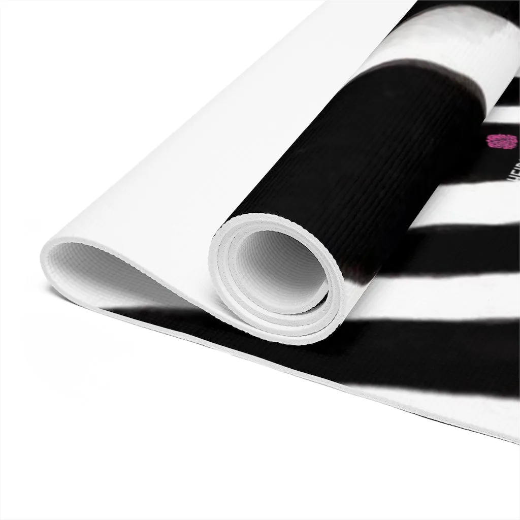 Black Zebra Foam Yoga Mat, Animal Print Wild & Fun Lightweight 0.25" thick Mat - Printed in USA (Size: 24″x72")