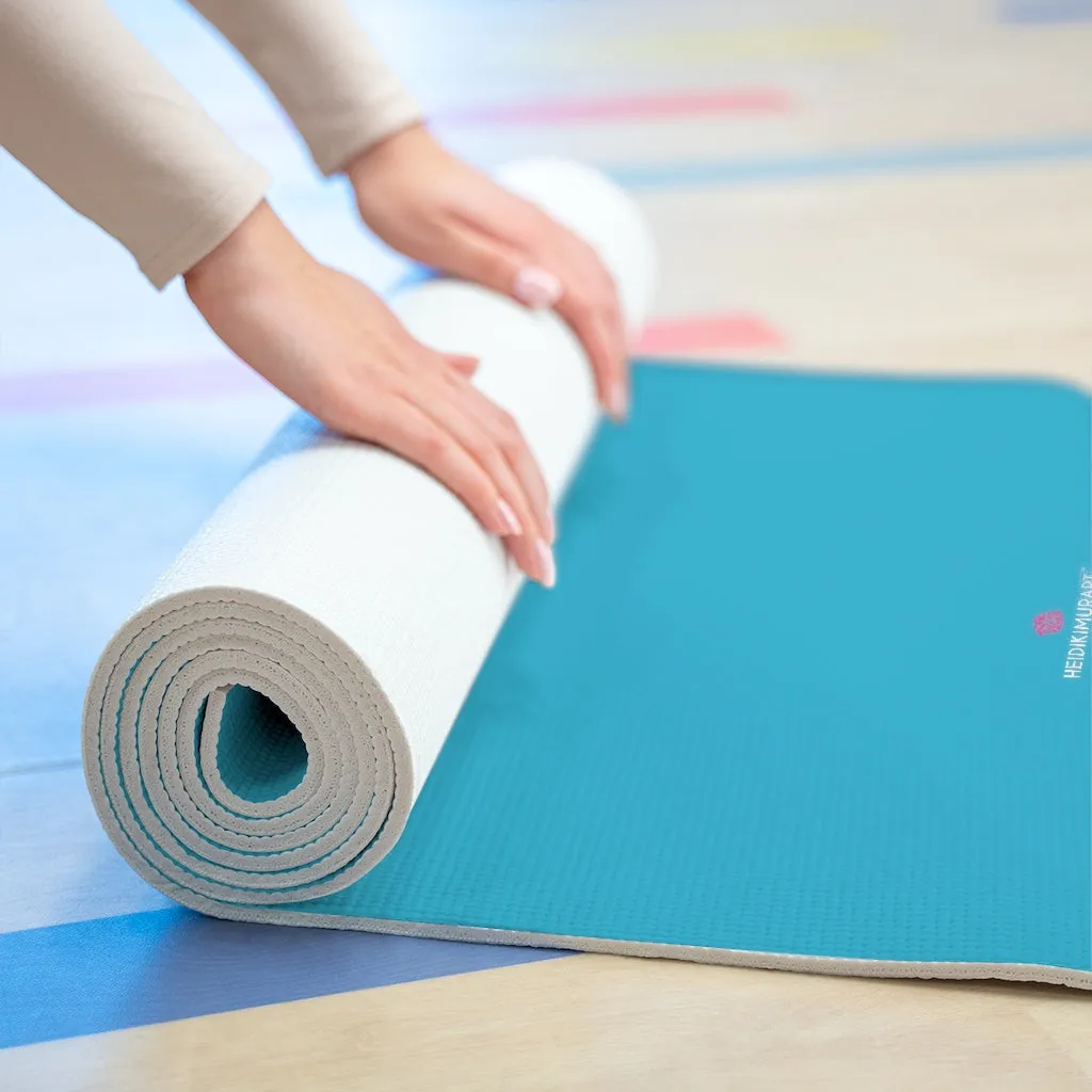 Blue Foam Yoga Mat, Solid Sky Blue Color Best Lightweight 0.25" thick Mat - Printed in USA (Size: 24″x72")