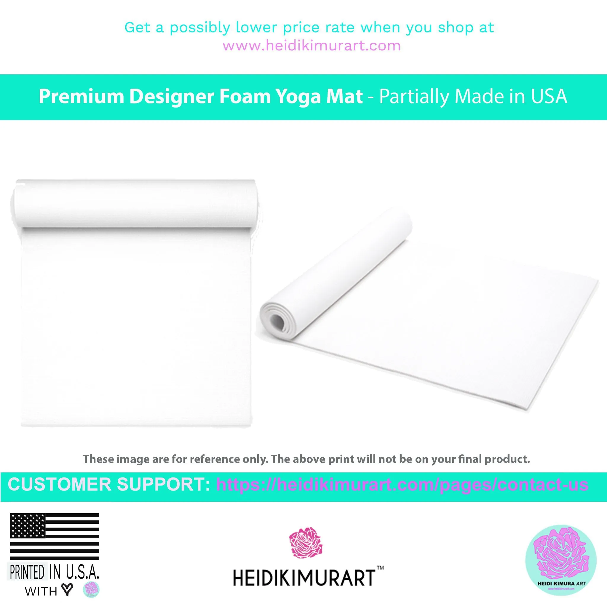 Blue Foam Yoga Mat, Solid Sky Blue Color Best Lightweight 0.25" thick Mat - Printed in USA (Size: 24″x72")