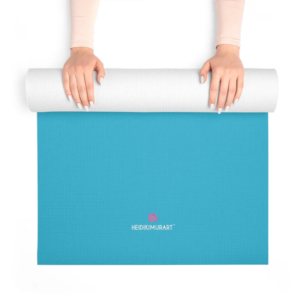 Blue Foam Yoga Mat, Solid Sky Blue Color Best Lightweight 0.25" thick Mat - Printed in USA (Size: 24″x72")