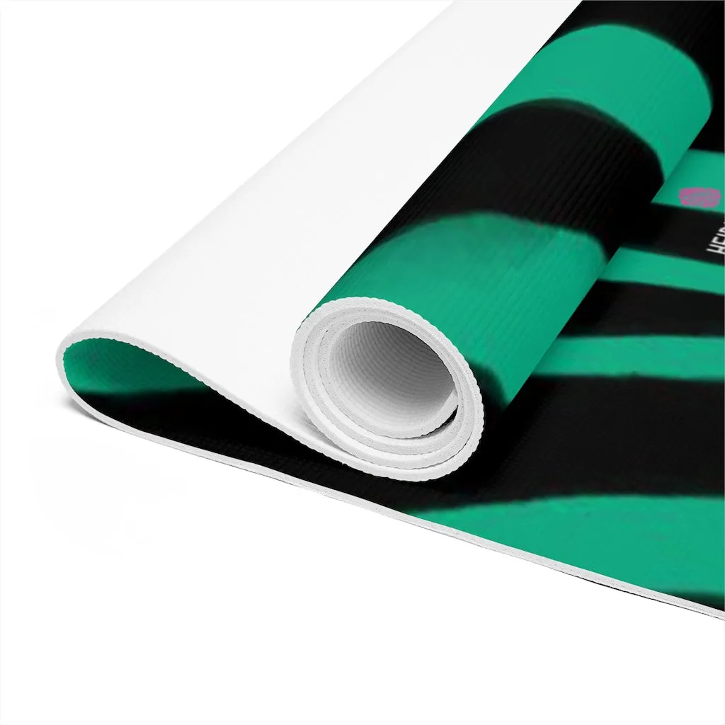 Blue Zebra Foam Yoga Mat, Animal Print Wild & Fun Lightweight 0.25" thick Mat - Printed in USA (Size: 24″x72")