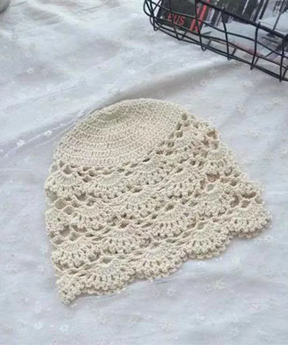 Boho White Knit Hollow Out Bonnie Hat