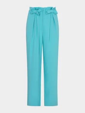 Bow Tulip Trousers in Aqua