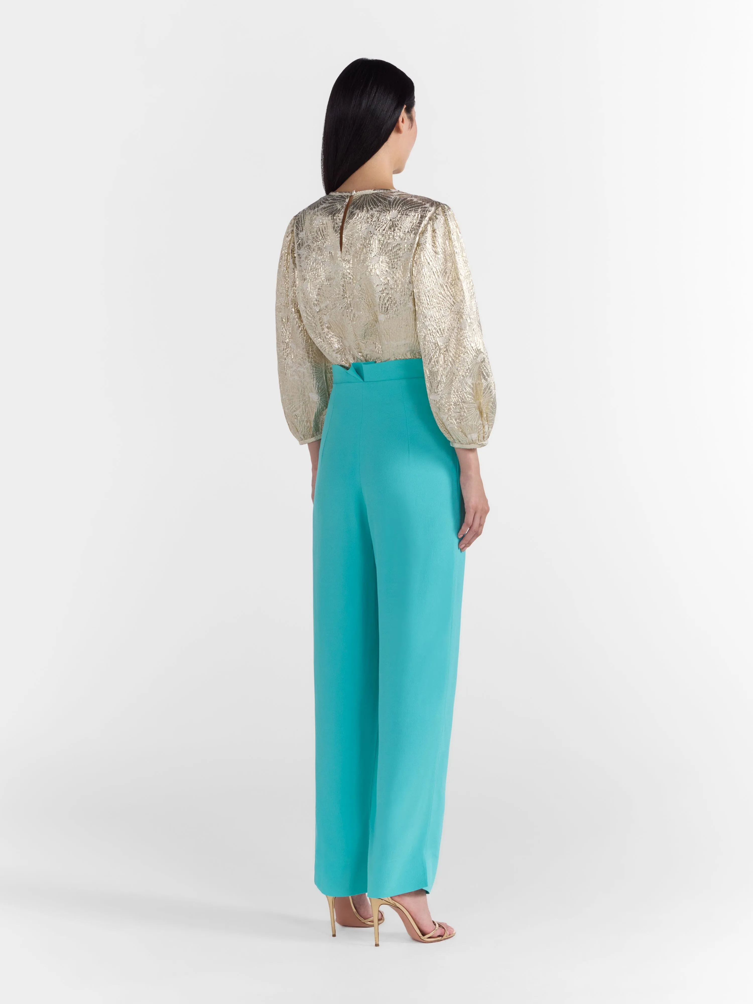 Bow Tulip Trousers in Aqua