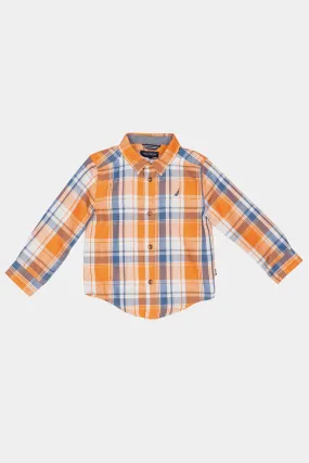 Boys Long Sleeve Woven Plaid Shirt