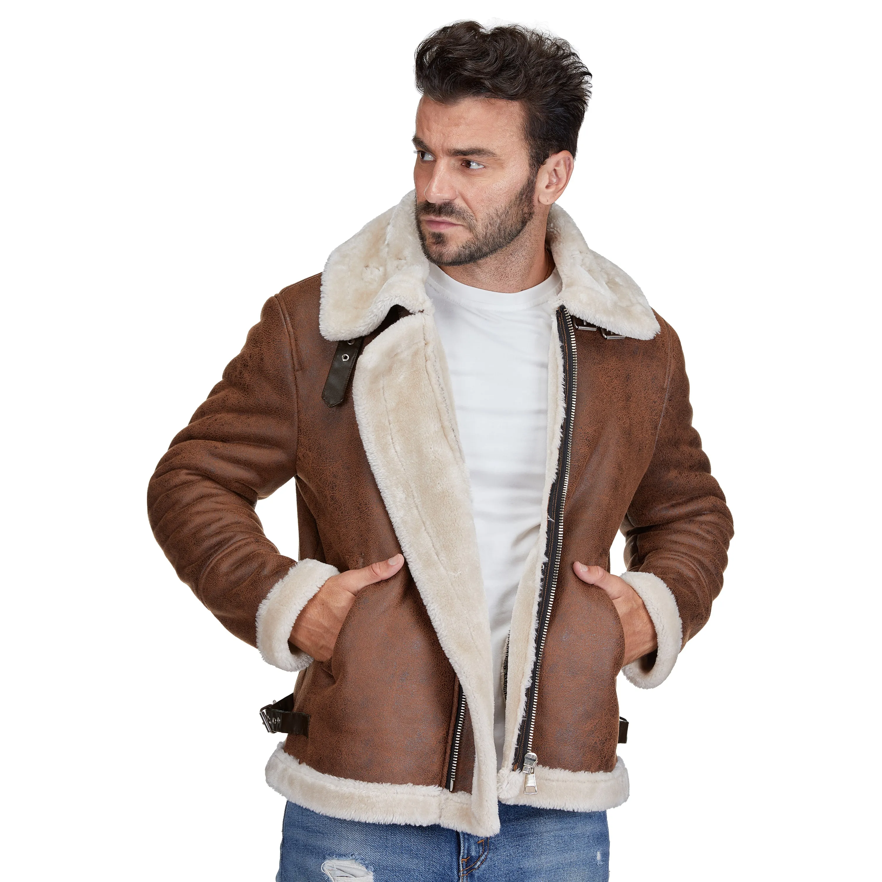 Braveman Faux Shearling Bomber Jacket