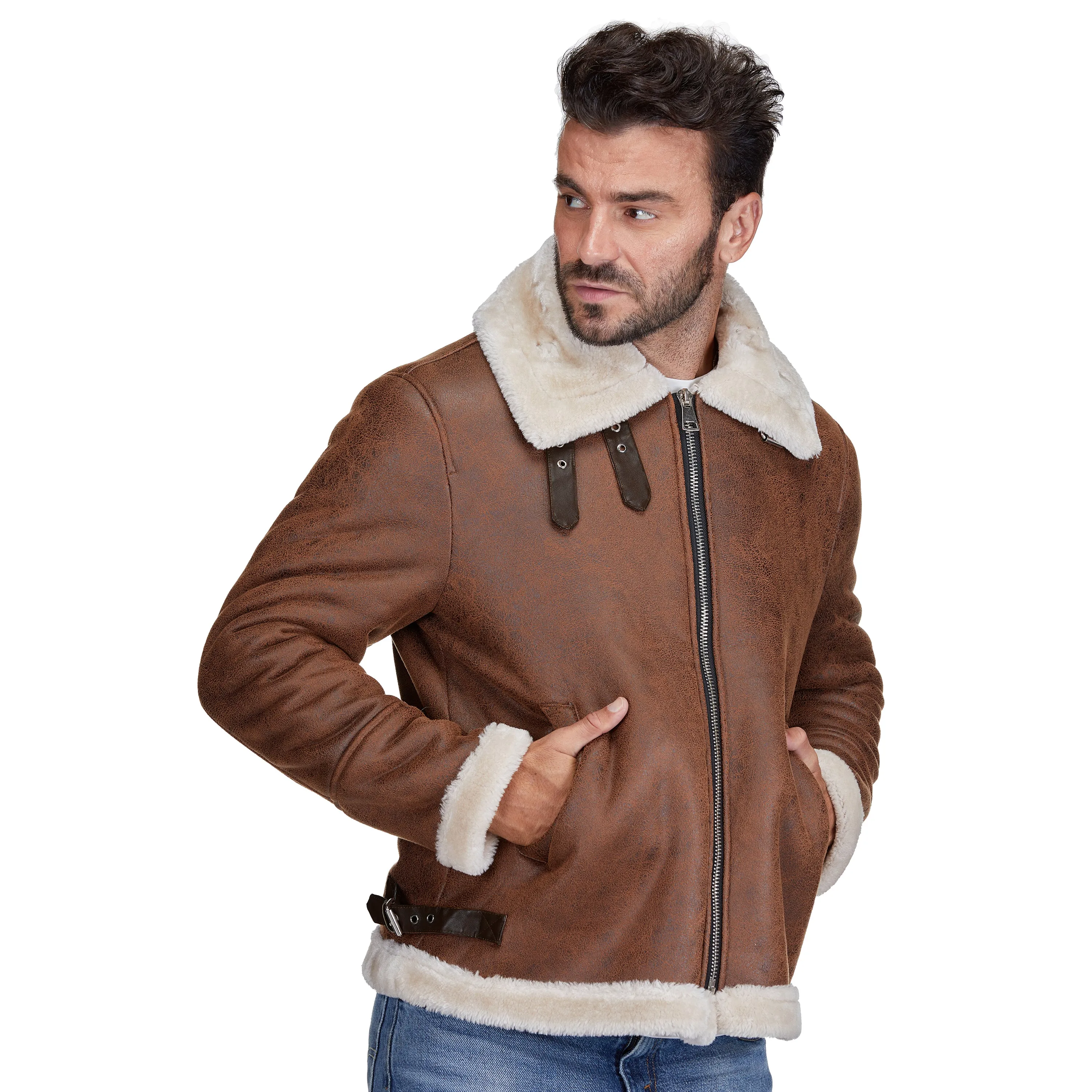 Braveman Faux Shearling Bomber Jacket