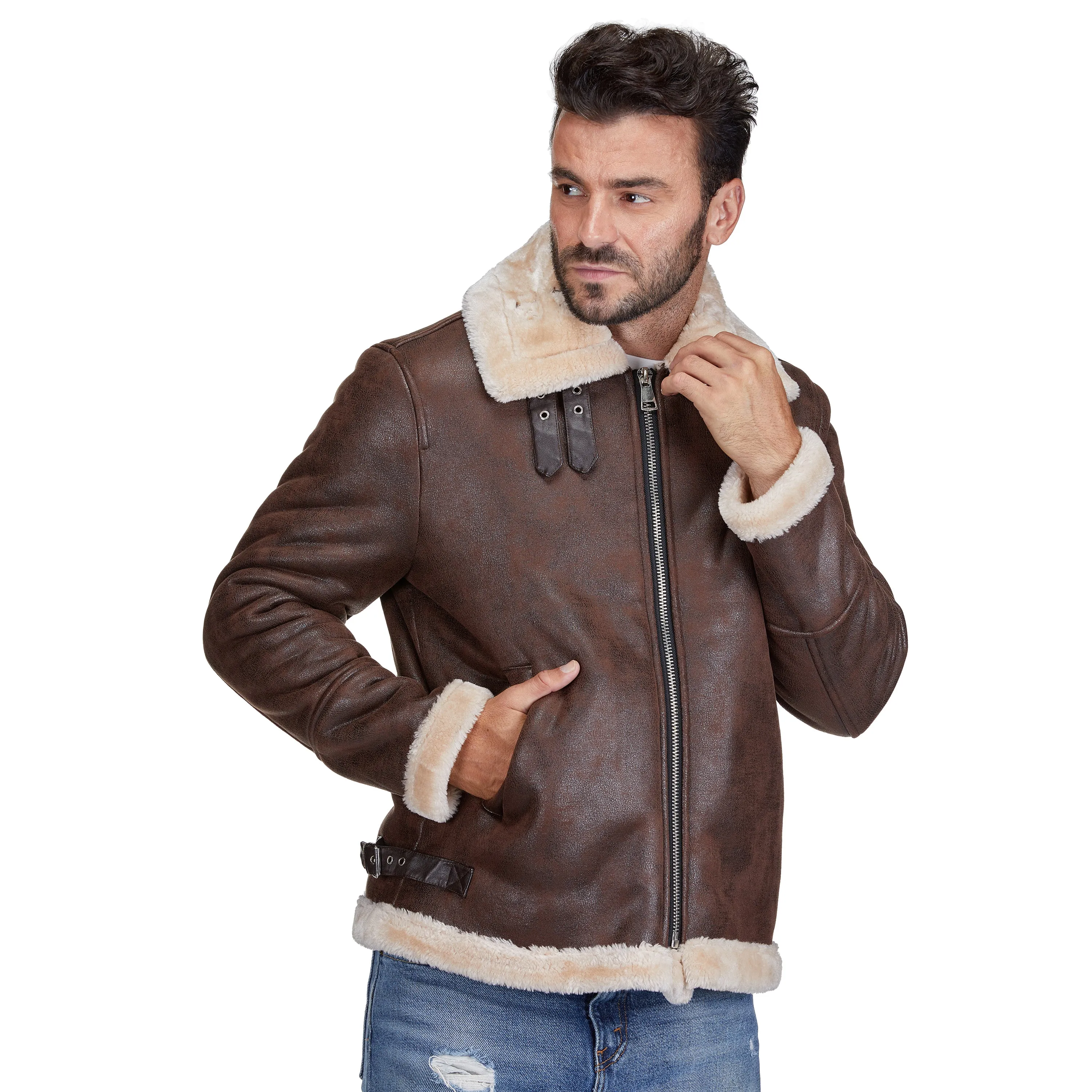 Braveman Faux Shearling Bomber Jacket