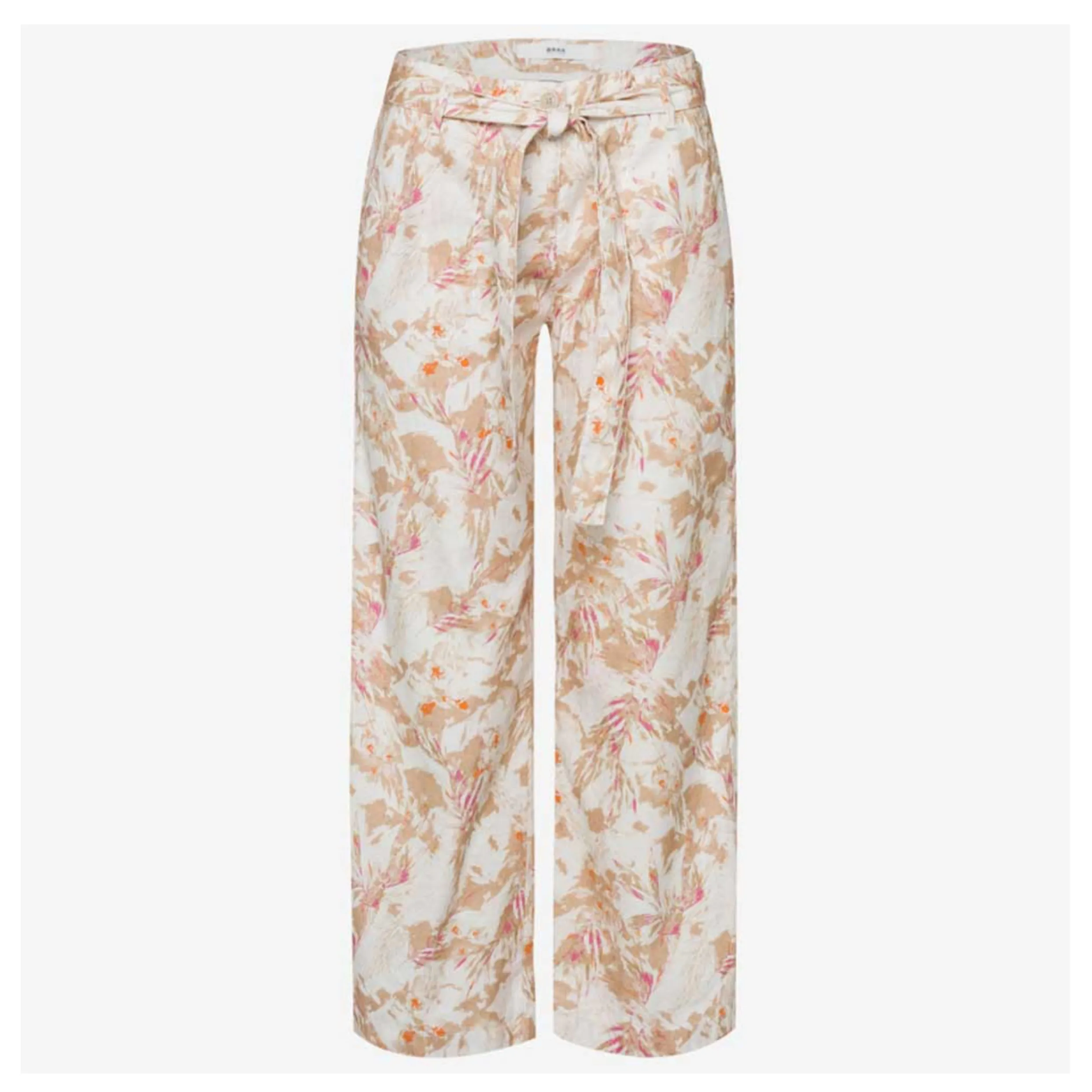 BRAX MAINE S CROPPED LINEN TROUSER IN FLORAL 74-2537